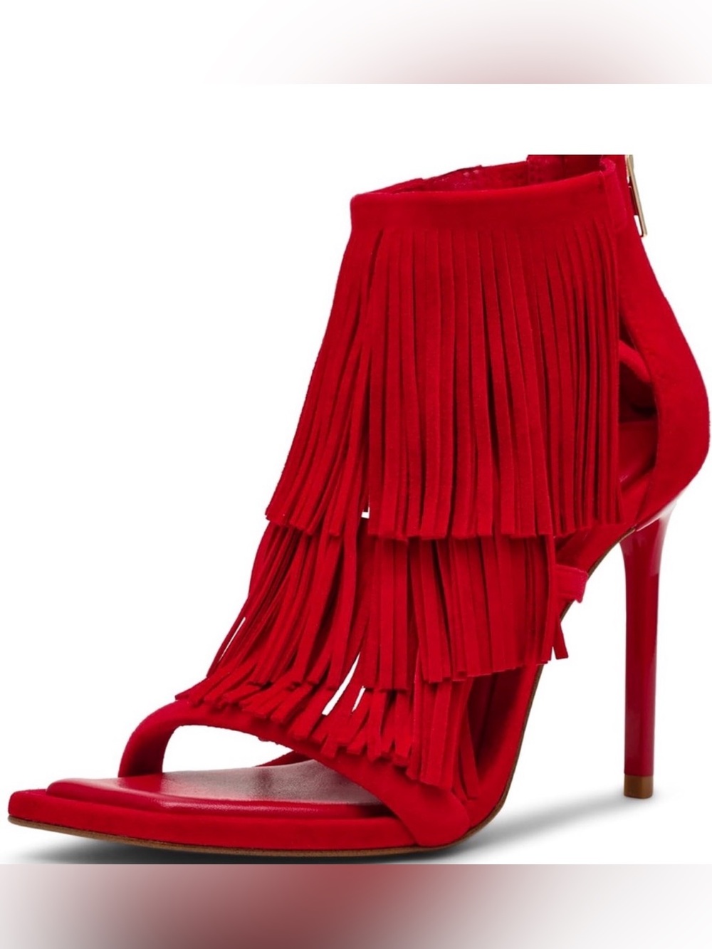 Fringed Red Stiletto Sandal - Women
